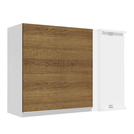 Gabinete de Cocina Glamy Blanco y Marron 94x66cm Flotante con Una Puerta - ALACENAS Y MUEBLES MICROONDAS | Bylmo