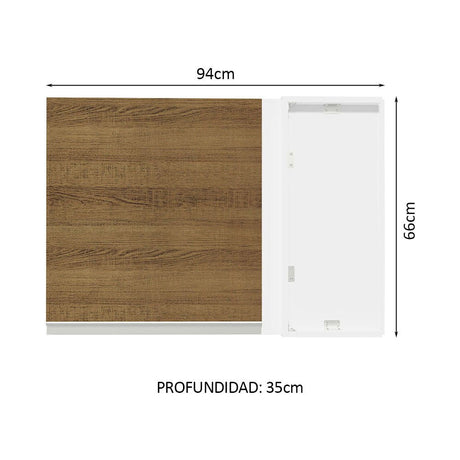Gabinete de Cocina Glamy Blanco y Marron 94x66cm Flotante con Una Puerta - ALACENAS Y MUEBLES MICROONDAS | Bylmo