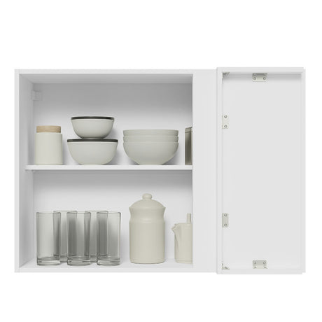 Gabinete de Cocina Glamy Blanco y Marron 94x66cm Flotante con Una Puerta - ALACENAS Y MUEBLES MICROONDAS | Bylmo