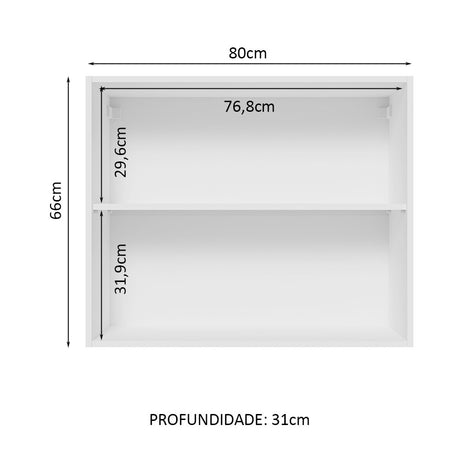 Gabinete de Cocina Glamy Blanco 80x66cm Flotante con Dos Puertas - ALACENAS Y MUEBLES MICROONDAS | Bylmo