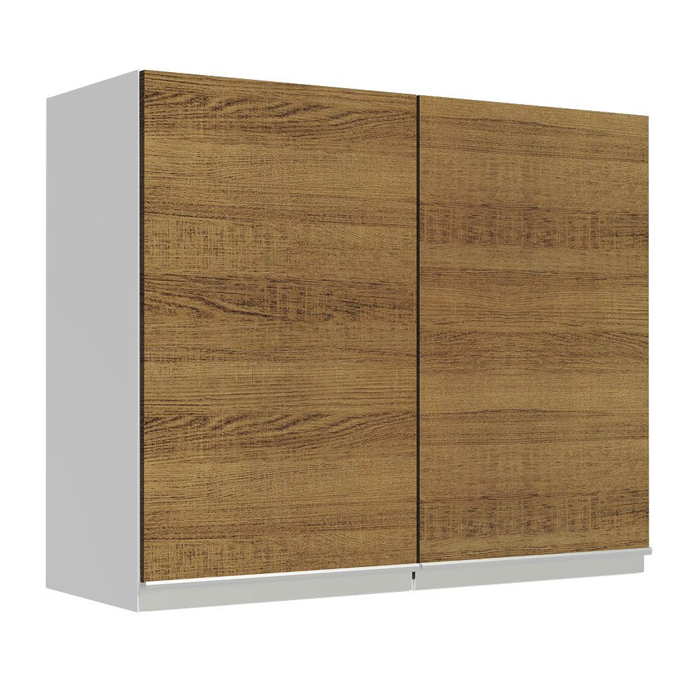 Gabinete de Cocina Glamy Blanco y Marron 80x66cm Flotante con Dos Puertas - ALACENAS Y MUEBLES MICROONDAS | Bylmo