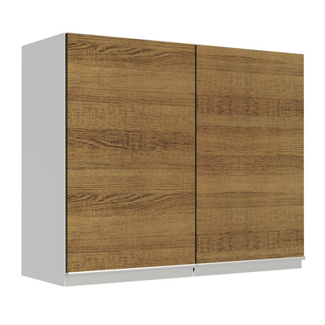 Gabinete de Cocina Glamy Blanco y Marron 80x66cm Flotante con Dos Puertas - ALACENAS Y MUEBLES MICROONDAS | Bylmo