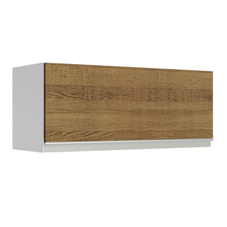 Gabinete de Cocina Glamy Blanco y Marron 80x33cm Flotante con Una Puerta - ALACENAS Y MUEBLES MICROONDAS | Bylmo