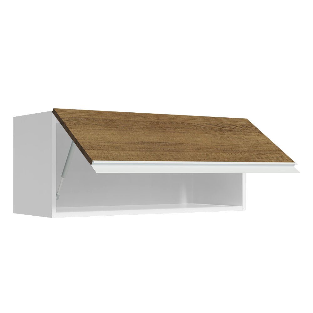 Gabinete de Cocina Glamy Blanco y Marron 80x33cm Flotante con Una Puerta - ALACENAS Y MUEBLES MICROONDAS | Bylmo