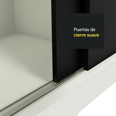 Closet Tokio Blanco y Negro 109x218cm con Dos Cajones y con Cinco Entrepaños - CLOSETS | Bylmo