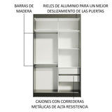 Closet Tokio Negro y Blanco 109x218cm con Dos Cajones y con Cinco Entrepaños - CLOSETS | Bylmo