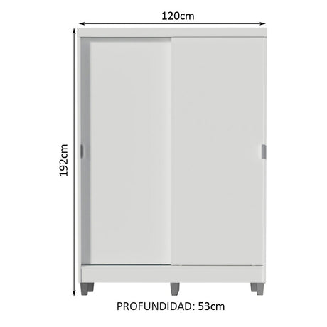 Closet Luke Blanco 120x192cm con Dos Cajones y con Tres Entrepaños - CLOSETS | Bylmo