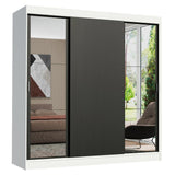 Closet Reno Blanco y Negro 180x205cm con Dos Espejos con Cuatro Cajones y con Seis Entrepaños - CLOSETS | Bylmo