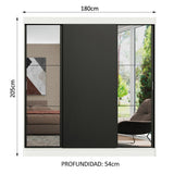 Closet Reno Blanco y Negro 180x205cm con Dos Espejos con Cuatro Cajones y con Seis Entrepaños - CLOSETS | Bylmo