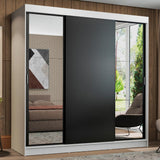 Closet Reno Blanco y Negro 180x205cm con Dos Espejos con Cuatro Cajones y con Seis Entrepaños - CLOSETS | Bylmo