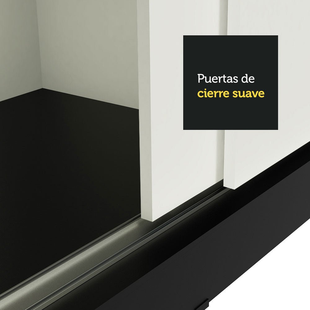 Closet Reno Negro y Blanco 180x205cm con Un Espejo con Cuatro Cajones y con Seis Entrepaños - CLOSETS | Bylmo