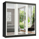 Closet Reno Negro y Blanco 180x205cm con Espejo con Cuatro Cajones y con Seis Entrepaños - CLOSETS | Bylmo