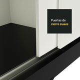 Closet Reno Negro y Blanco 180x205cm con Espejo con Cuatro Cajones y con Seis Entrepaños - CLOSETS | Bylmo
