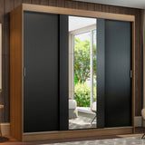 Closet Reno Marron y Negro 180x205cm con Un Espejo con Cuatro Cajones y con Seis Entrepaños - CLOSETS | Bylmo