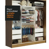 Closet Reno Marron y Negro 180x205cm con Dos Espejos con Cuatro Cajones y con Seis Entrepaños - CLOSETS | Bylmo