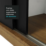 Closet Reno Marron y Negro 180x205cm con Espejo con Cuatro Cajones y con Seis Entrepaños - CLOSETS | Bylmo