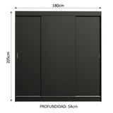 Closet Reno Negro 180x205cm con Cuatro Cajones y con Seis Entrepaños - CLOSETS | Bylmo