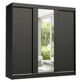 Closet Reno Negro 180x205cm con Un Espejo con Cuatro Cajones y con Seis Entrepaños - CLOSETS | Bylmo