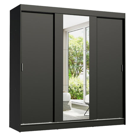 Closet Reno Negro 180x205cm con Un Espejo con Cuatro Cajones y con Seis Entrepaños - CLOSETS | Bylmo