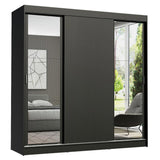 Closet Reno Negro 180x205cm con Dos Espejos con Cuatro Cajones y con Seis Entrepaños - CLOSETS | Bylmo