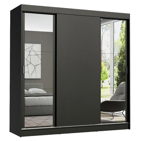 Closet Reno Negro 180x205cm con Dos Espejos con Cuatro Cajones y con Seis Entrepaños - CLOSETS | Bylmo