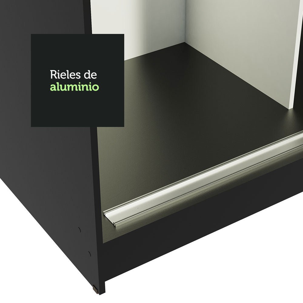 Closet Reno Negro 180x205cm con Dos Espejos con Cuatro Cajones y con Seis Entrepaños - CLOSETS | Bylmo