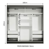 Closet Reno Negro y Marron 180x205cm con Cuatro Cajones y con Seis Entrepaños - CLOSETS | Bylmo