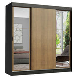 Closet Reno Negro y Marron 180x205cm con Dos Espejos con Cuatro Cajones y con Seis Entrepaños - CLOSETS | Bylmo