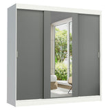 Closet Reno Blanco y Gris 180x205cm con un Espejo con Cuatro Cajones y con Seis Entrepaños - CLOSETS | Bylmo
