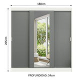 Closet Reno Blanco y Gris 180x205cm con un Espejo con Cuatro Cajones y con Seis Entrepaños - CLOSETS | Bylmo