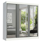 Closet Reno Blanco y Gris 180x205cm con Dos Espejos con Cuatro Cajones y con Seis Entrepaños - CLOSETS | Bylmo