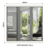 Closet Reno Blanco y Gris 180x205cm con Dos Espejos con Cuatro Cajones y con Seis Entrepaños - CLOSETS | Bylmo