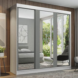 Closet Reno Blanco y Gris 180x205cm con Dos Espejos con Cuatro Cajones y con Seis Entrepaños - CLOSETS | Bylmo