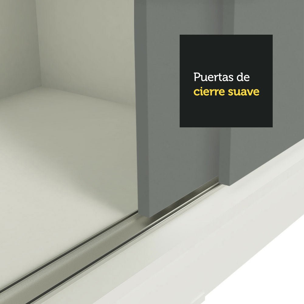 Closet Reno Blanco y Gris 180x205cm con Dos Espejos con Cuatro Cajones y con Seis Entrepaños - CLOSETS | Bylmo