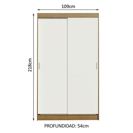 Closet Reno Marron y Blanco 109x218cm con Dos Cajones y con Cinco Entrepaños - CLOSETS | Bylmo