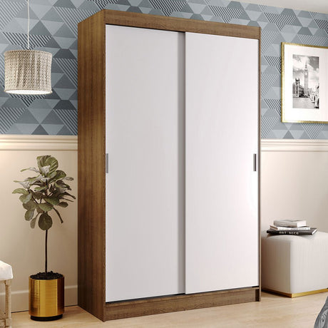 Closet Reno Marron y Blanco 109x218cm con Dos Cajones y con Cinco Entrepaños - CLOSETS | Bylmo