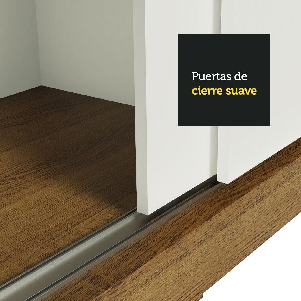 Closet Tokio Marron y Blanco 109x218cm con Espejo con Dos Cajones y con Cinco Entrepaños - CLOSETS | Bylmo