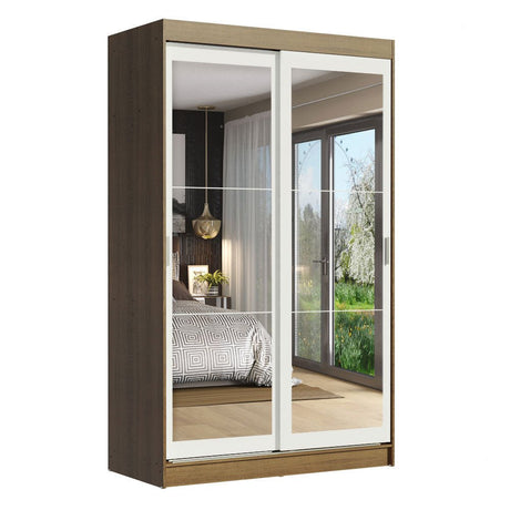 Closet Tokio Marron y Blanco 109x218cm con Un Espejo con Dos Cajones y con Cinco Entrepaños - CLOSETS | Bylmo