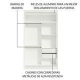 Closet Tokio Blanco y Negro 109x218cm con Un Espejo con Dos Cajones y con Cinco Entrepaños - CLOSETS | Bylmo