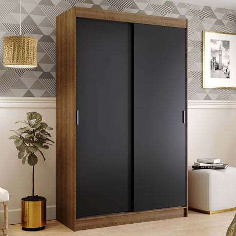 Closet Tokio Marron y Negro 109x218cm con Dos Cajones y con Cinco Entrepaños - CLOSETS | Bylmo