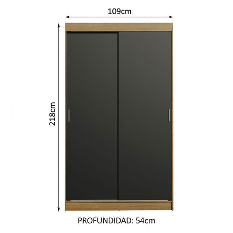 Closet Tokio Marron y Negro 109x218cm con Dos Cajones y con Cinco Entrepaños - CLOSETS | Bylmo