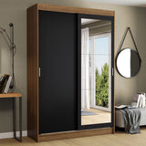 Closet Tokio Marron y Negro 109x218cm con Espejo con Dos Cajones y con Cinco Entrepaños - CLOSETS | Bylmo
