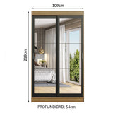 Closet Tokio Marron y Negro 109x218cm con Un Espejo con Dos Cajones y con Cinco Entrepaños - CLOSETS | Bylmo