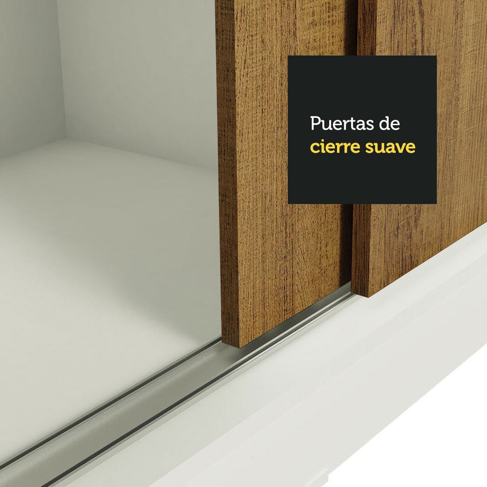 Closet Tokio Blanco y Marron 109x218cm con Espejo con Dos Cajones y con Cinco Entrepaños - CLOSETS | Bylmo