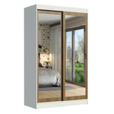 Closet Tokio Blanco y Marron 109x218cm con Espejo con Dos Cajones y con Cinco Entrepaños - CLOSETS | Bylmo