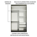 Closet Tokio Negro y Marron 109x218cm con Espejo con Dos Cajones Cinco Entrepaños y Siete Compartimientos - CLOSETS | Bylmo