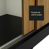 Closet Tokio Negro y Marron 109x218cm con Espejo con Dos Cajones Cinco Entrepaños y Siete Compartimientos - CLOSETS | Bylmo