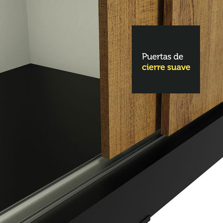 Closet Tokio Negro y Marron 109x218cm con Espejo con Dos Cajones Cinco Entrepaños y Siete Compartimientos - CLOSETS | Bylmo