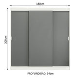 Closet Tokio Blanco y Gris 180x205cm con Cuatro Cajones y con Seis Entrepaños - CLOSETS | Bylmo