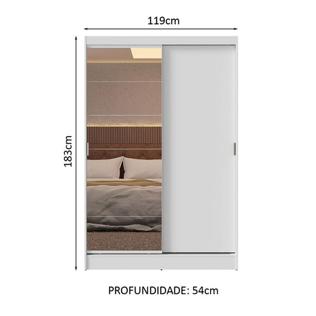 Closet Max Blanco 119x183cm con Un Espejo con Dos Cajones y con Tres Entrepaños - CLOSETS | Bylmo